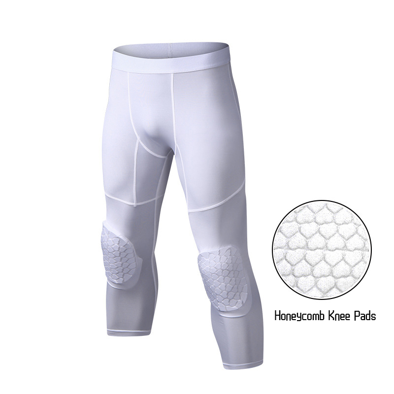 Running Gear Essential - 남성용 무릎 패드 농구 바지, 3/4