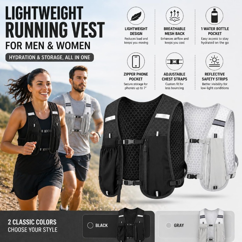 러닝 및 사이클링 스포츠 반사경 경량 조끼, 휴대폰 수 - Running Gear Essential 리뷰 및 가격