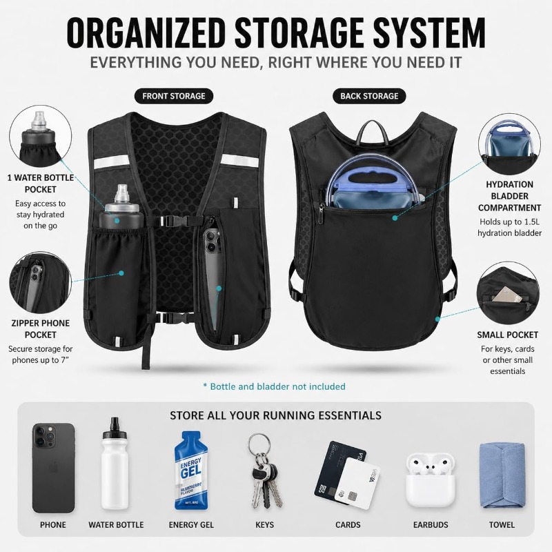 러닝 및 사이클링 스포츠 반사경 경량 조끼, 휴대폰 수 - Running Gear Essential 리뷰 및 가격