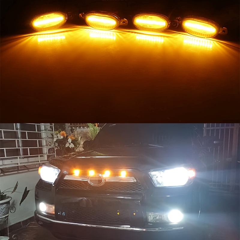 4개/세트 자동차 LED 그릴 라이트 노란색 앰버 라이 - Running Gear Accessories 리뷰 및 가격